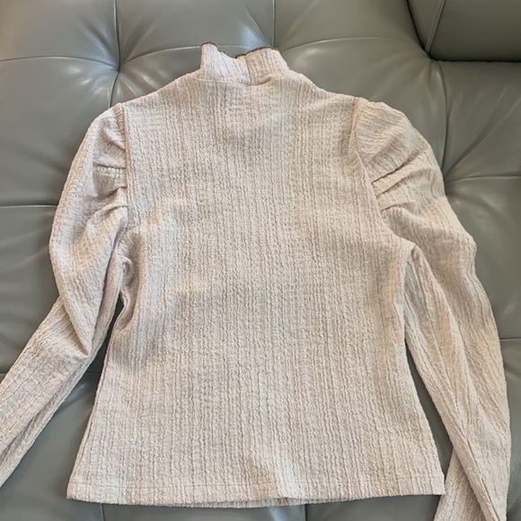 Free People Ela Puff sleeve Turtleneck top in taupe - Picture 3 of 9